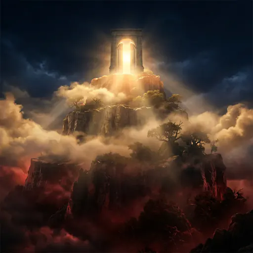 The Sacred Mountain of Divine Abundance, its summit crowned with an open gate of light